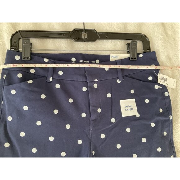Old Navy Pixie Pants Women's 6 Navy White Ankle Polka Dot Stretch Preppy Fairy - Picture 4 of 8